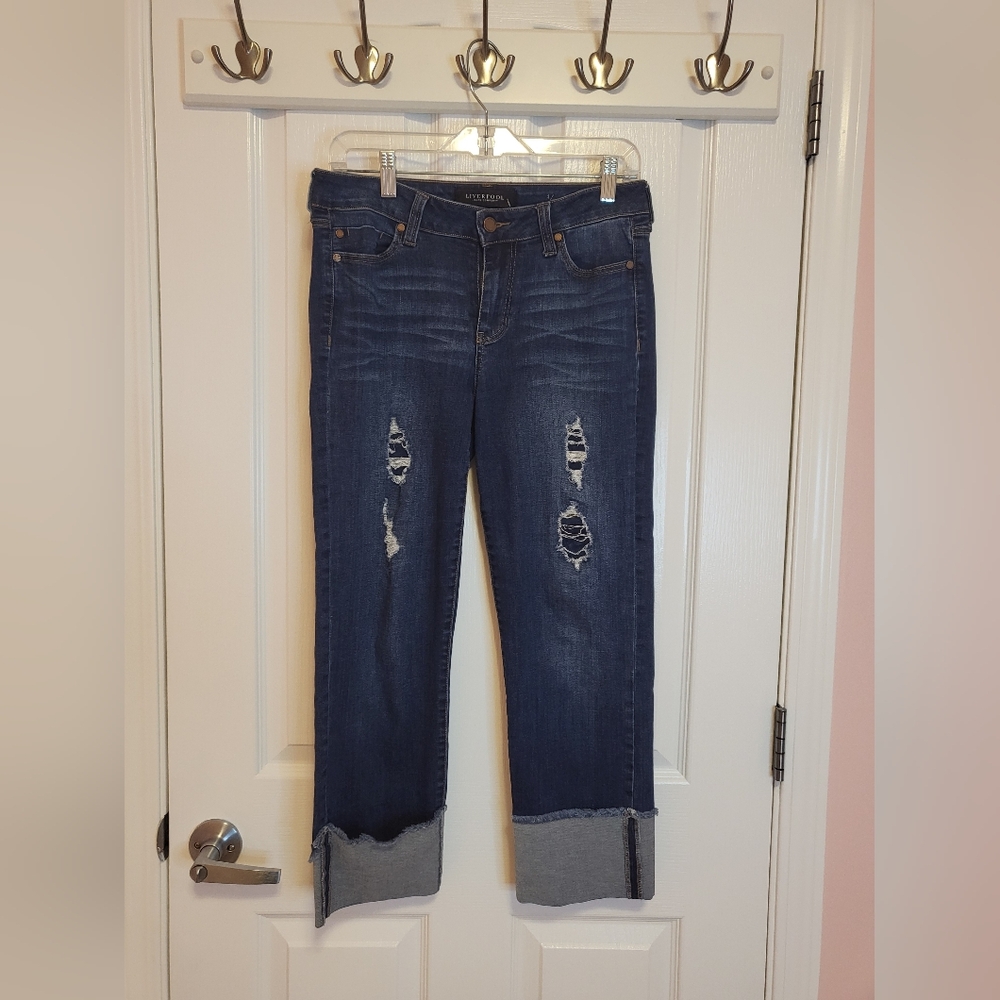 Women's Dark Blue Cropped Jeans